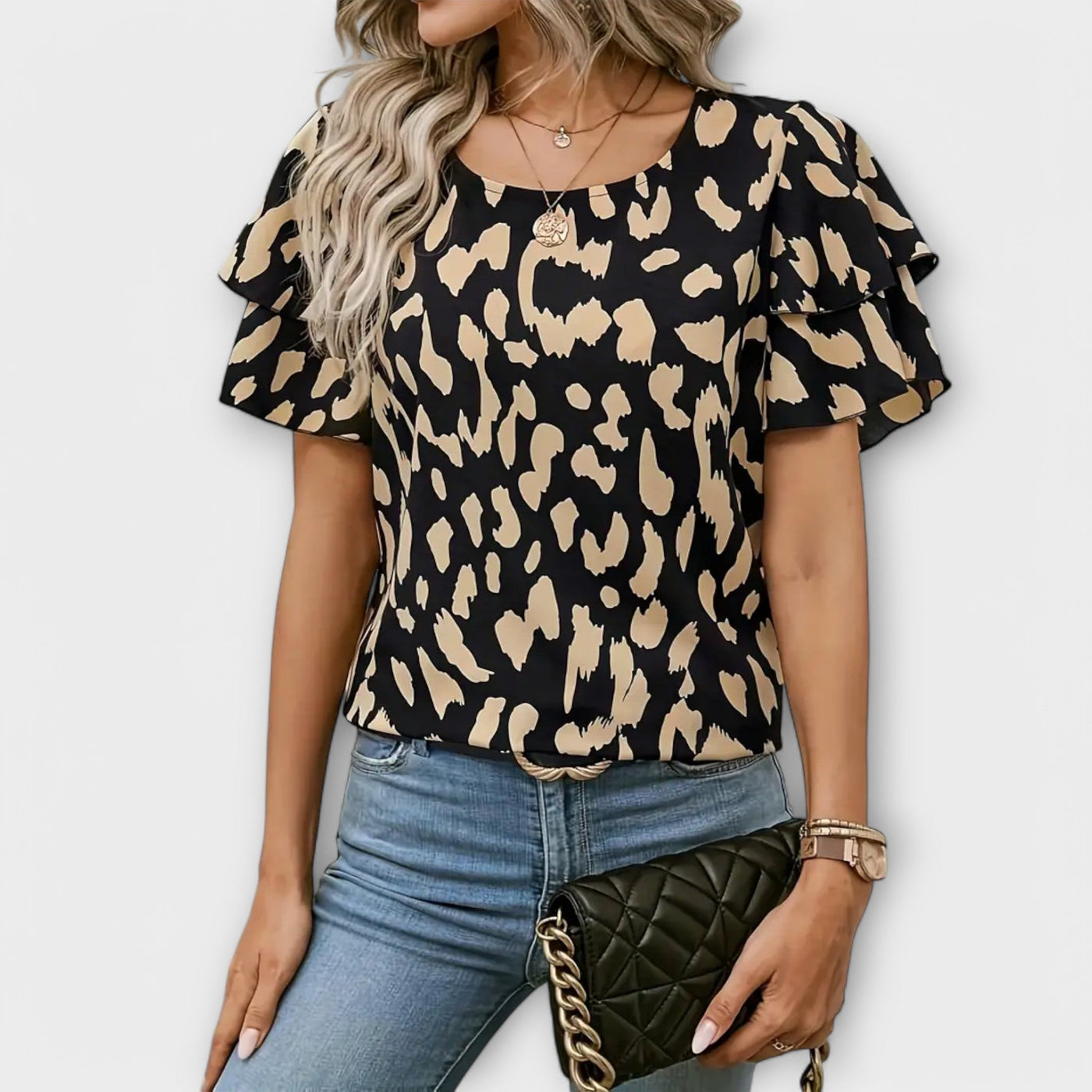 Castorini™ | Blusa Elegante con Maniche a Leopardo