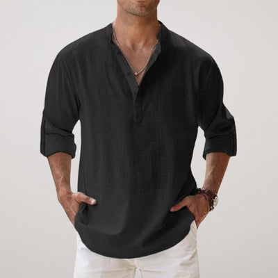 Castorini™ - Camicia Henley in cotone effetto lino