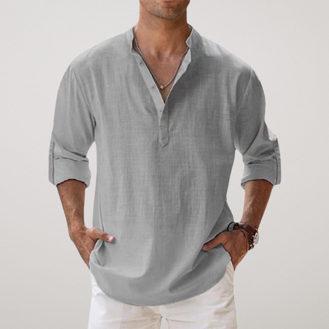 Castorini™ - Camicia Henley in cotone effetto lino