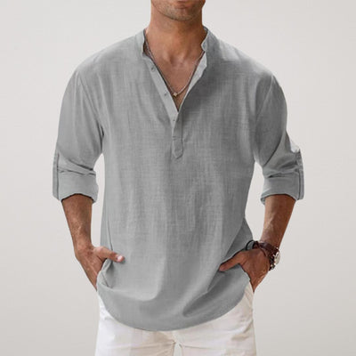Castorini™ - Camicia Henley in cotone effetto lino