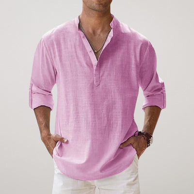 Castorini™ - Camicia Henley in cotone effetto lino