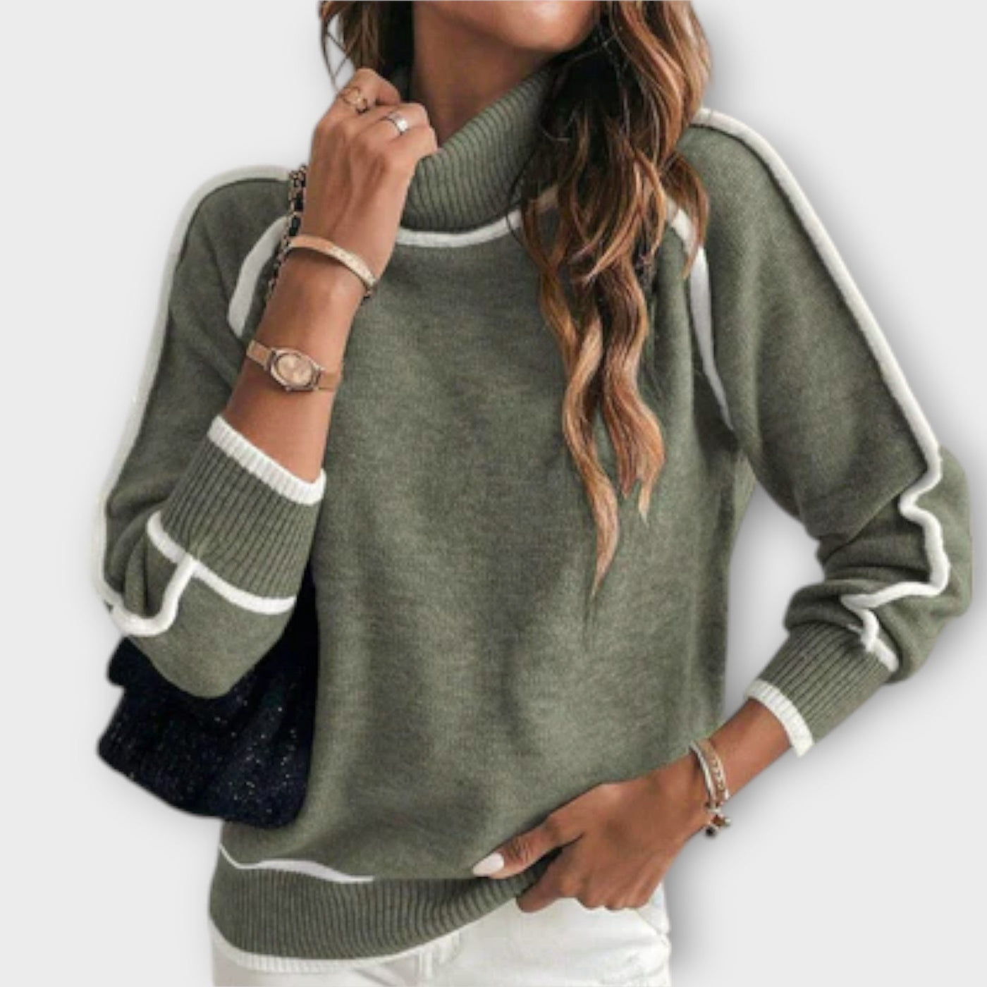 Castorini™ | Luxurious Olive Green Knit Sweater