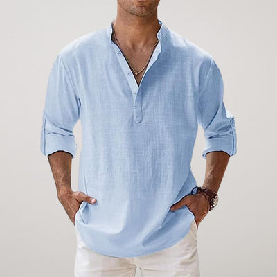 Castorini™ - Camicia Henley in cotone effetto lino
