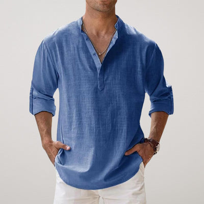 Castorini™ - Camicia Henley in cotone effetto lino
