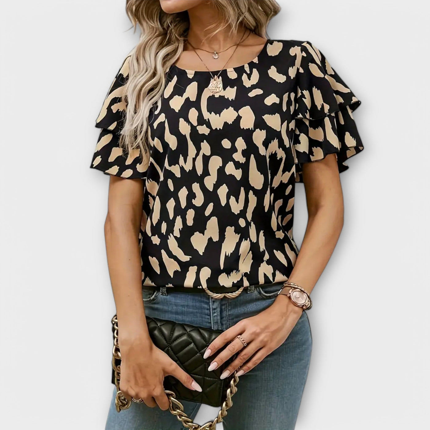 Castorini™ | Blusa Elegante con Maniche a Leopardo