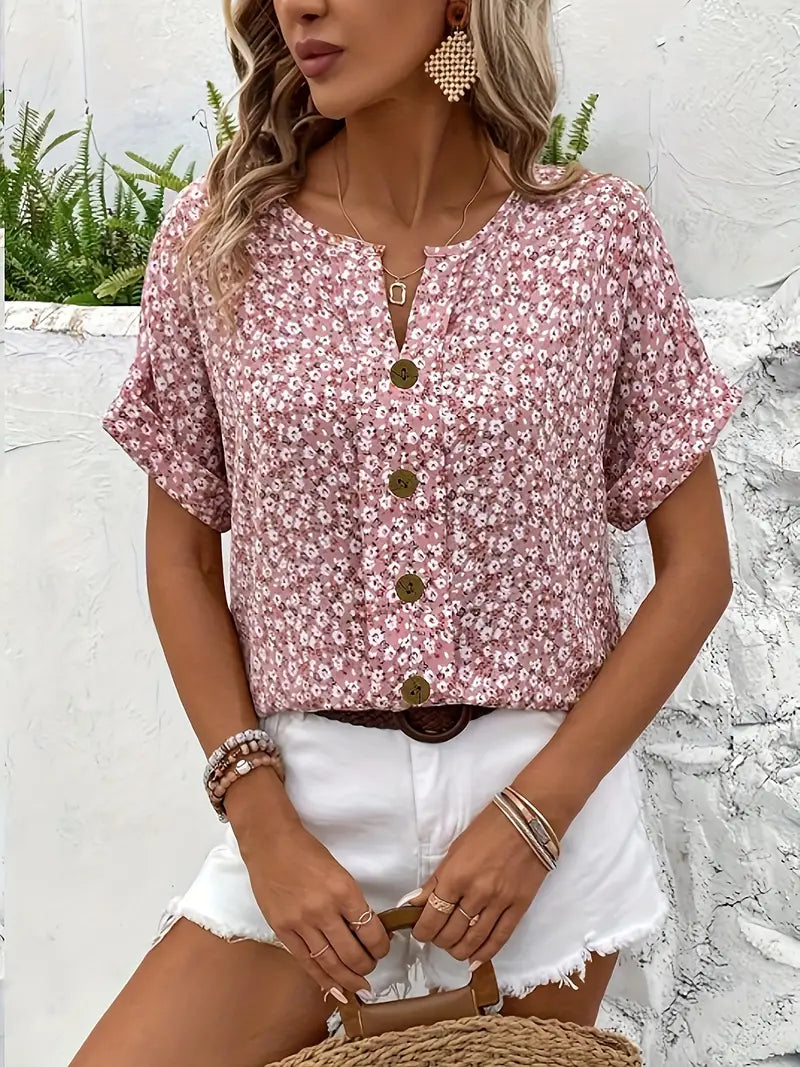Castorini™ | Blusa Chic con Stampa Floreale