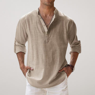Castorini™ - Camicia Henley in cotone effetto lino