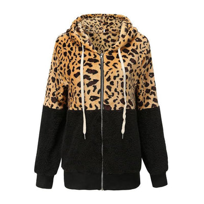 Castorini™ | Fleece Hoodie with Leopard Design