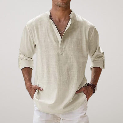 Castorini™ - Camicia Henley in cotone effetto lino