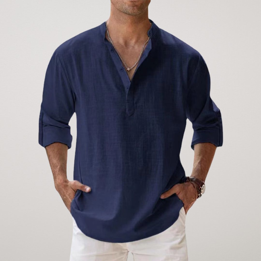 Castorini™ - Camicia Henley in cotone effetto lino