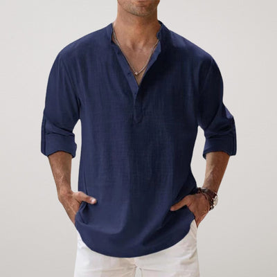 Castorini™ - Camicia Henley in cotone effetto lino