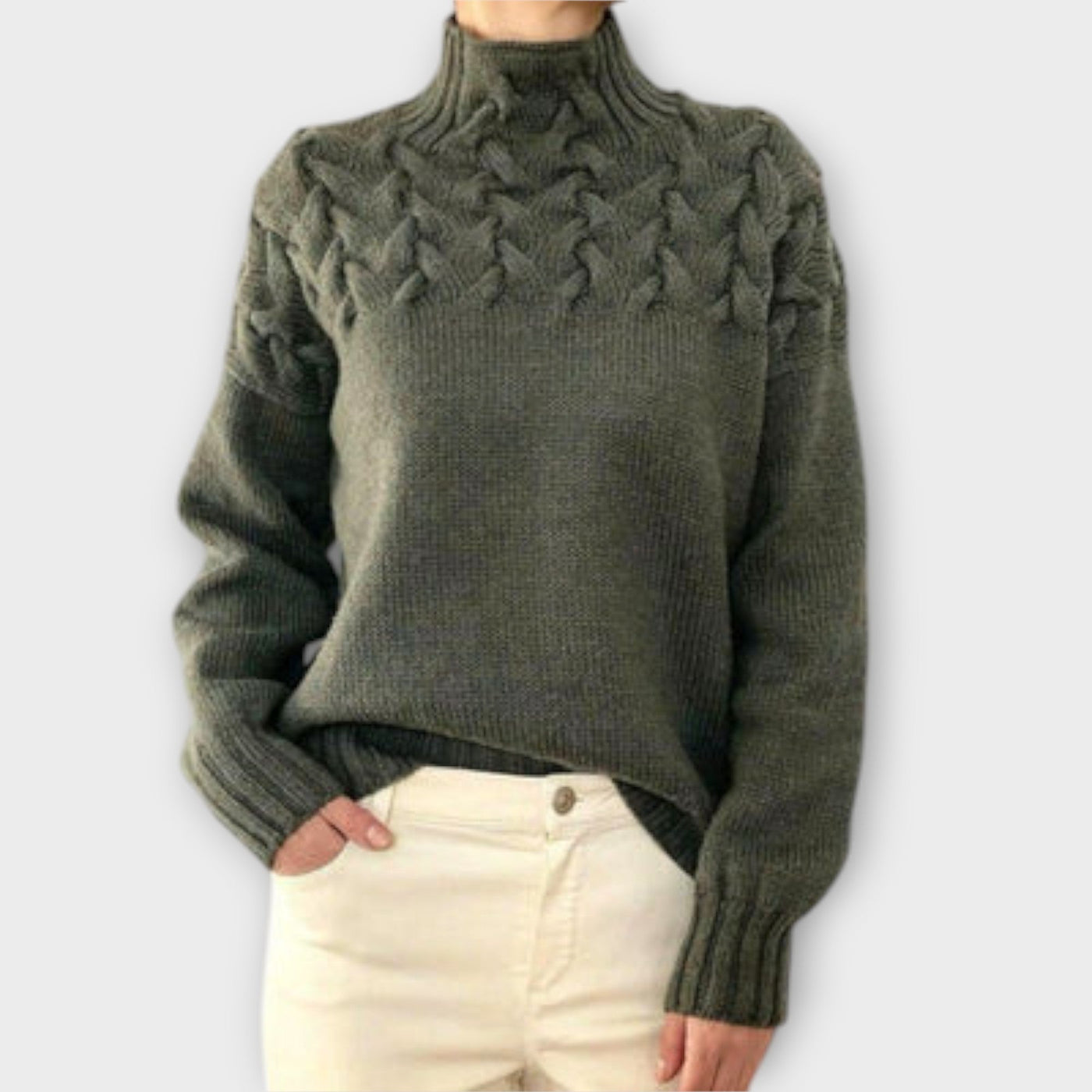 Castorini™ | Women's Sweater with Cable Knit Detail