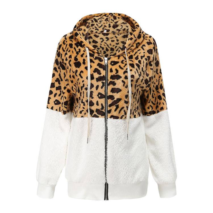 Castorini™ | Fleece Hoodie with Leopard Design