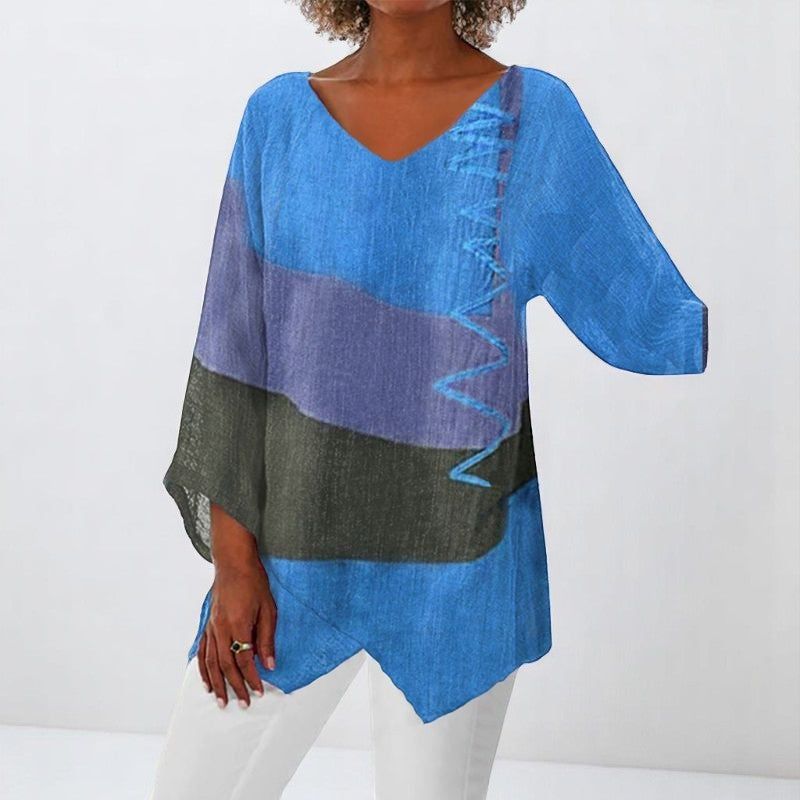 Castorini™ | Top Color Block con Scollatura a V Elegante