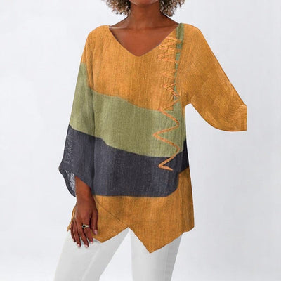 Castorini™ | Top Color Block con Scollatura a V Elegante