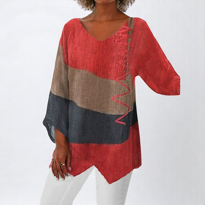 Castorini™ | Top Color Block con Scollatura a V Elegante